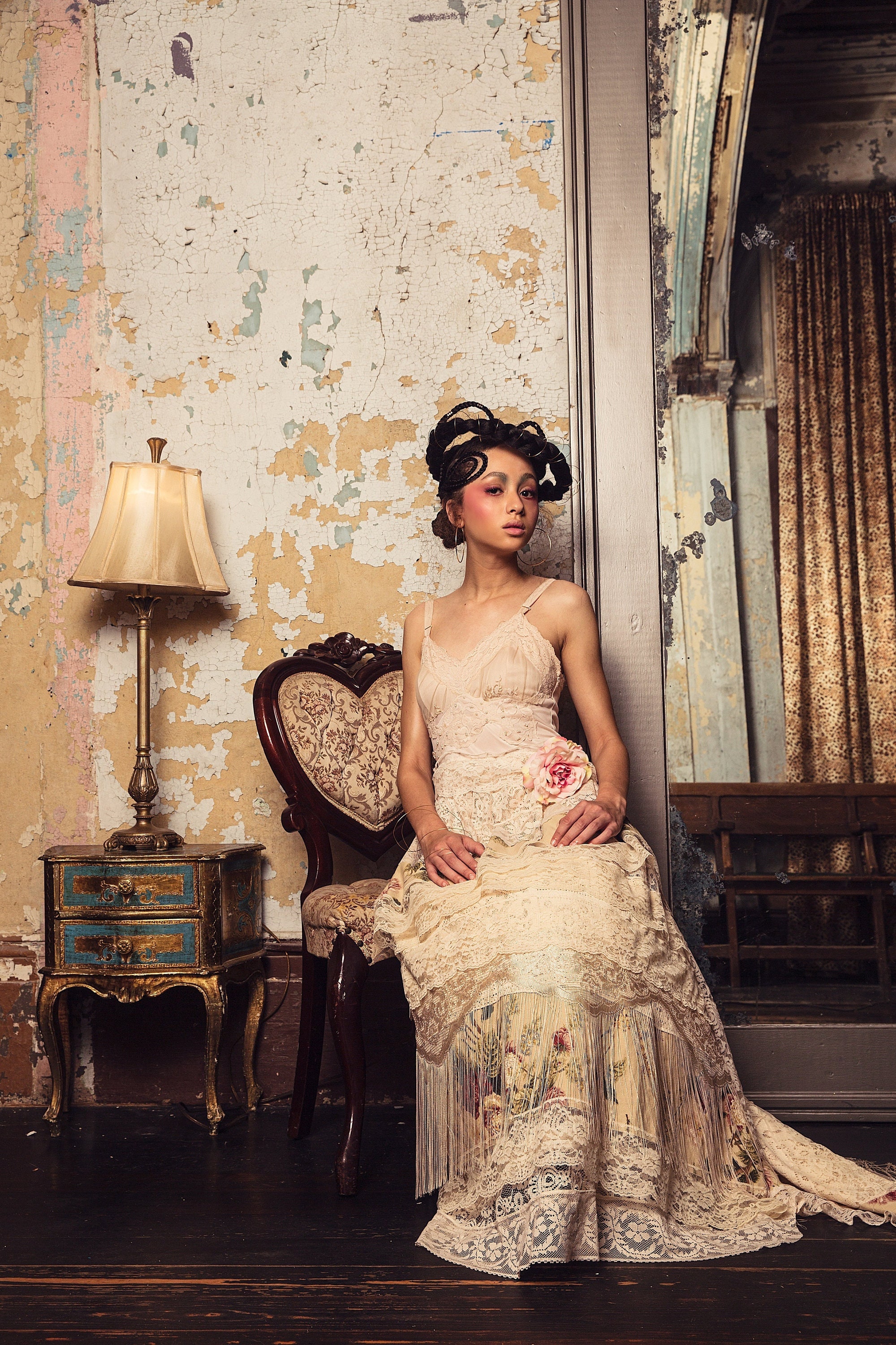 pink strapless evening dress Camille Cream Lace Dress | Dresses main image 0
