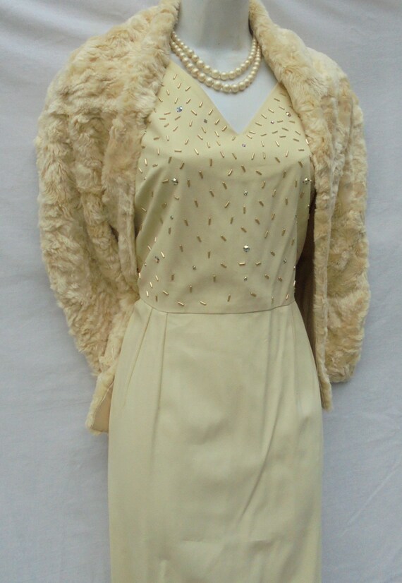 Cream beaded  dress Dauphine by l'Aiglon wiggle p… - image 5