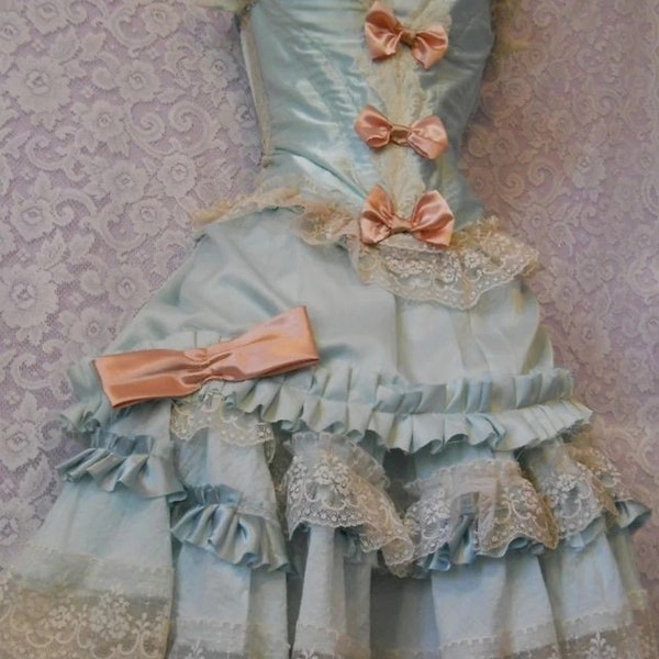 Blaues französisches Kostüm Marie Antoinette-Kostüm, Bühnenkleid, Theaterkostüm aus dem 18