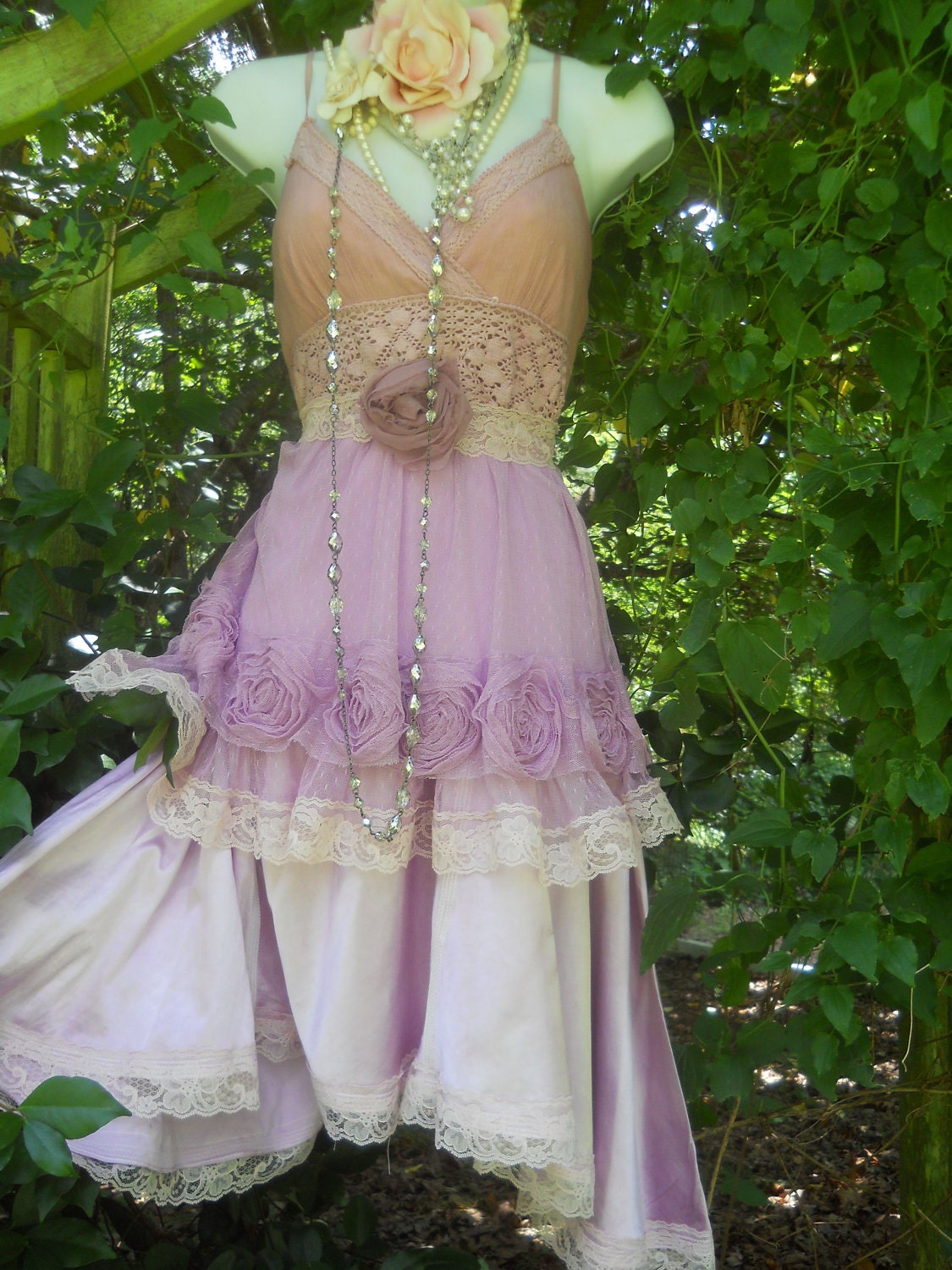 Lavender Roses Dress Silk Lace Gypsy Boho Rose Romantic Custom - Etsy