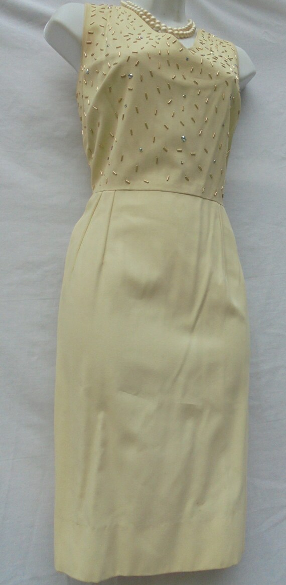 Cream beaded  dress Dauphine by l'Aiglon wiggle p… - image 3