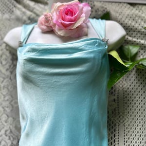 Blue satin dress , vintage teal gown slinky 90s turquoise dress, teal formal dress, aqua maxi formal gown , dress for cocktails  small