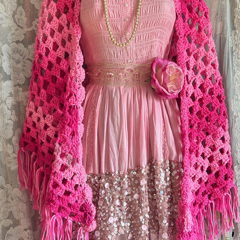 ORKED INSTANT SHAWL PLAIN - HOT PINK