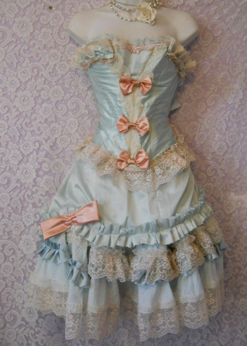 Powder blue pink Marie Antoinette inspired outfit custom by vintage opulence on Etsy image 2