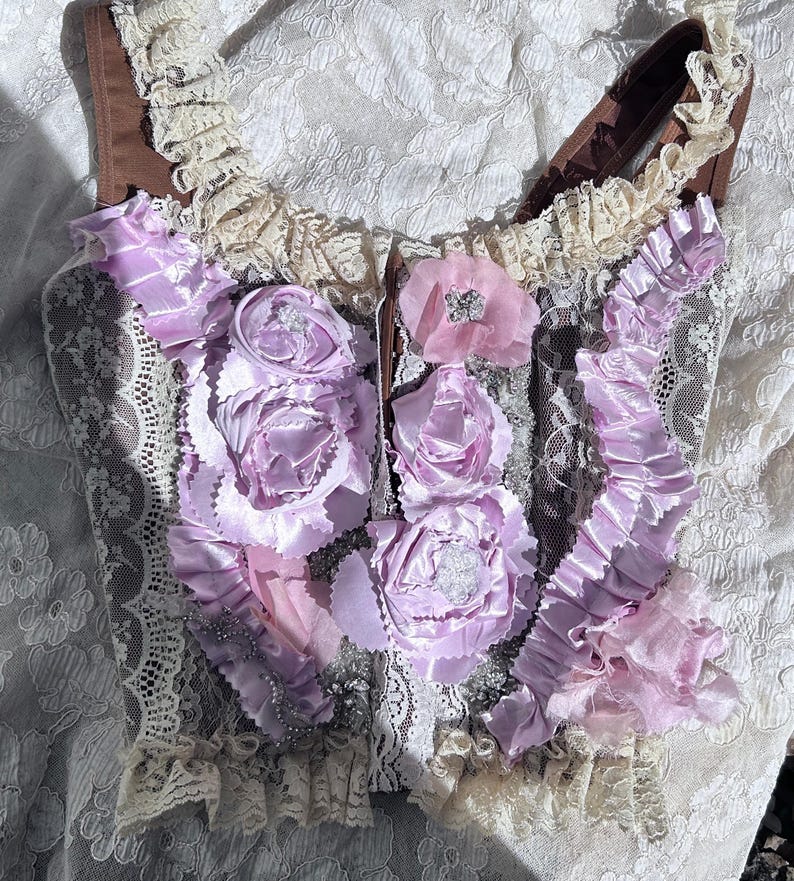 Pink Roses Bustier , Pin up Burlesque Ruffle Top, Romantic Photoshoot ...