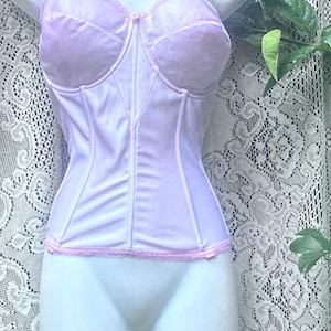 Pink  vintage bustier, corset style top , bustier for club ,  pin up burlesque  photoshoot , festival stage , boudoir lingerie 38D