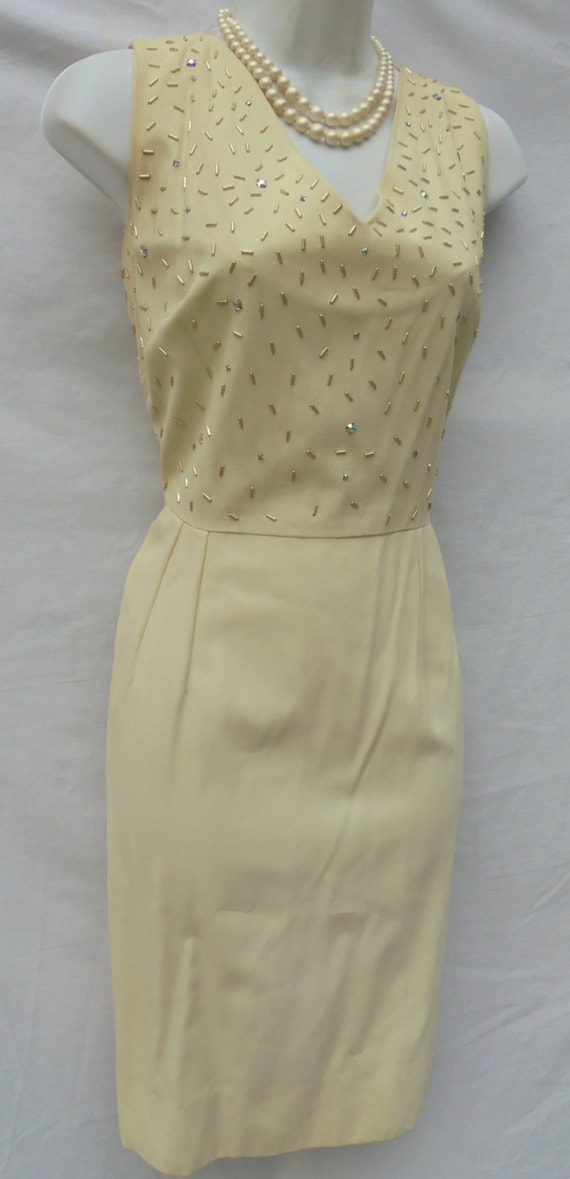 Cream beaded  dress Dauphine by l'Aiglon wiggle p… - image 2