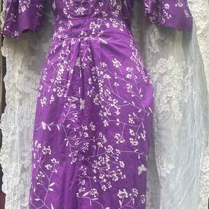 Purple midi dress Floral cotton vintage small from vintage opulence on Etsy image 2