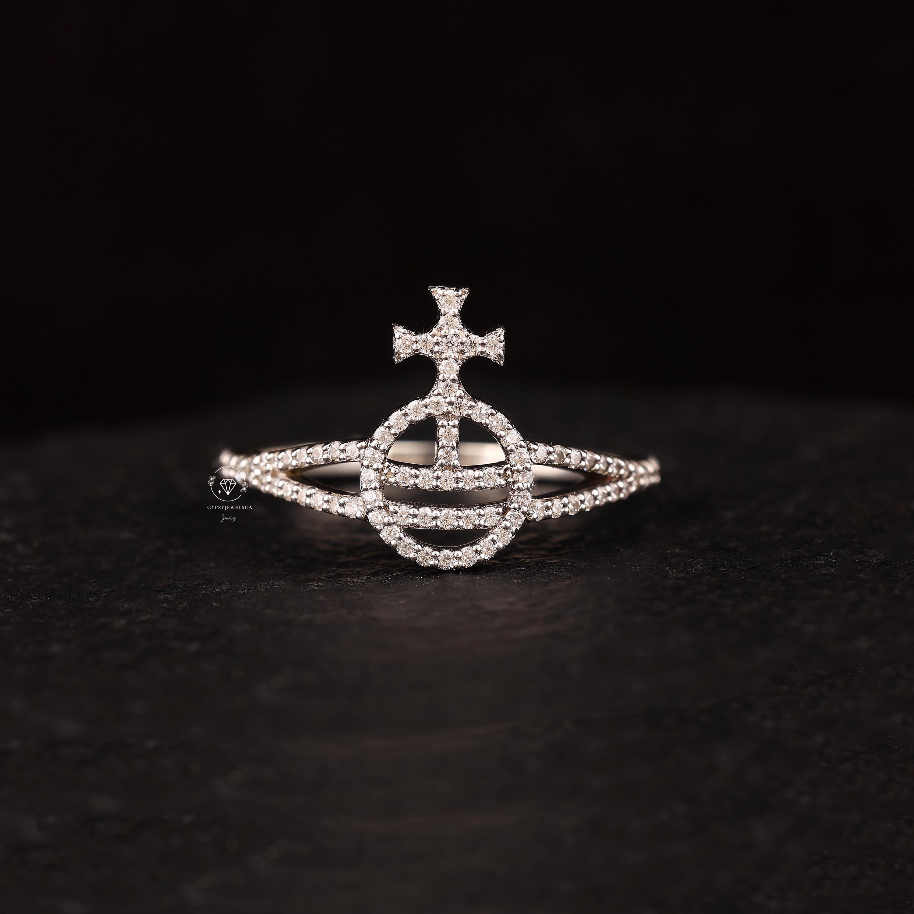 Antique Vivienne Westwood Ring, Round Cut Moissanite Wedding Ring