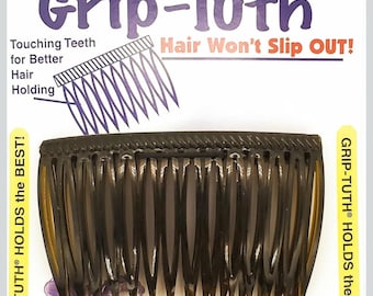 Grip-Tuth 2 3/4” Side Comb Set of 2 Hair Combs Hair Accessories