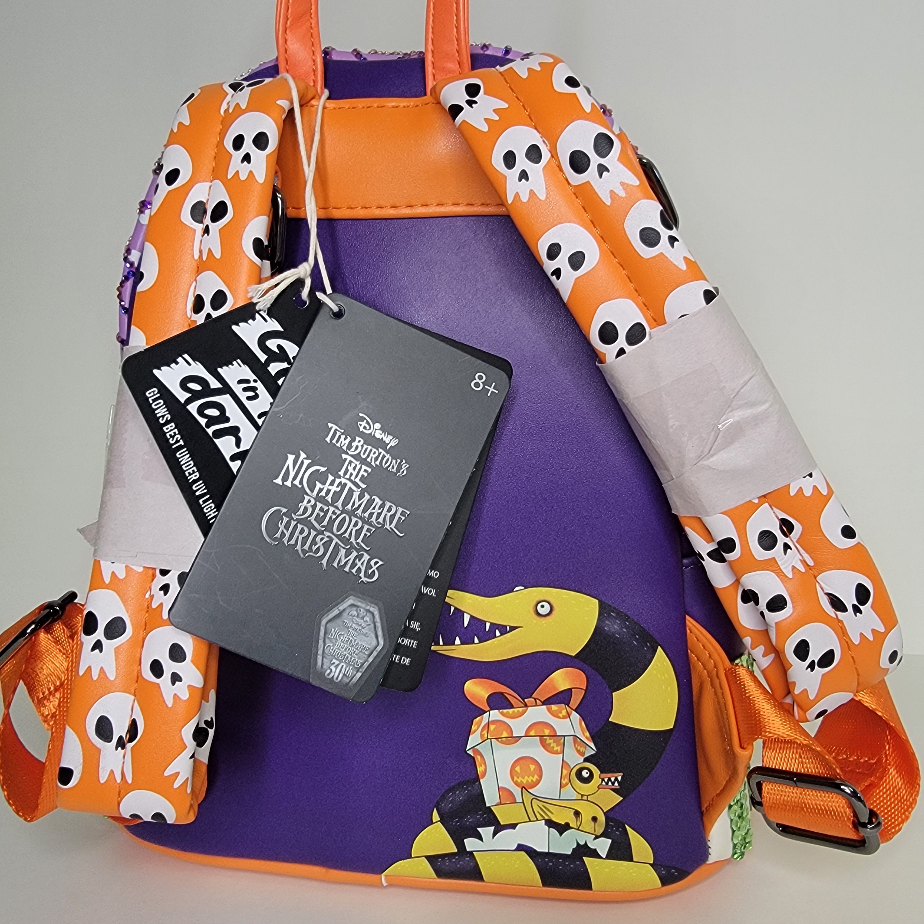 Loungefly Black and Orange Nightmare Before Christmas Backpack and Card Holder Loungefly Disney The Nightmare Before Christmas Spiral Hill  main image 4