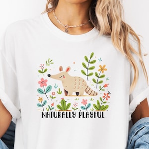 Aardvark T-Shirt - Women&#39;s Comfort Color Tee, Cute Whimsical Flower Design Shirt, Perfect Christmas Gift for Nature & Aardvark Lovers