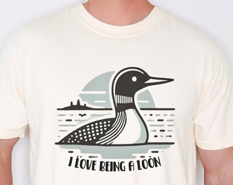 Cartoon Loon T-Shirt: Unisex Comfort Colors Tee, Bird Lover Gift