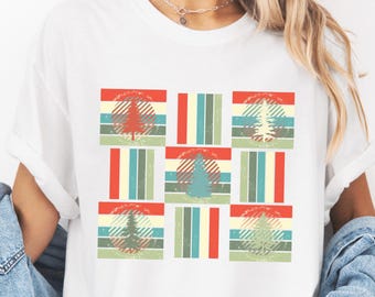 Vintage Forest T-Shirt: Retro Tree Grid Design, Comfort Colors Tee