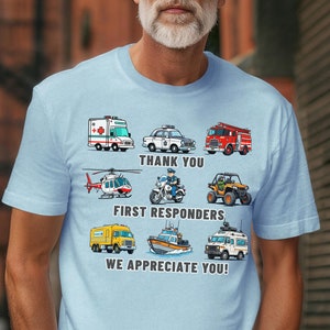 First Responder Shirt, Comfort Colors® Patriotic Tee, Appreciation Gift for Police, Firefighters, EMTs, EMS Worker, Support First Responders
