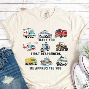 Thank You First Responders Shirt, Comfort Colors® , Appreciation Gift EMS, Police, Firefighter, Unisex T-Shirt, First Responder Appreciation