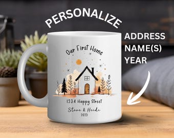Our First Home Mug Personalized, New Home Gift, Custom Address Mug for Couples, Housewarming Gift, Custom New Home Mug