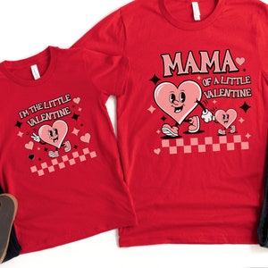 Matching Mom & Daughter Valentine&#39;s T-Shirts: Retro Heart Set