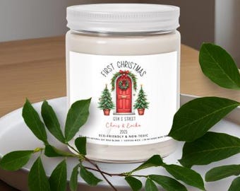 Custom New Home Christmas Candle, Personalized Holiday Candle, First Christmas New House Candle, Housewarming Christmas Candle