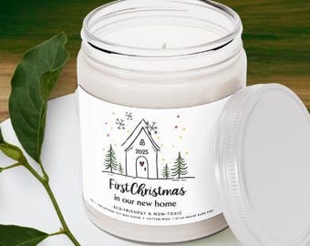 Custom New Home Christmas Candle, Personalized Holiday Candle, First Christmas New House Candle, Housewarming Christmas Candle
