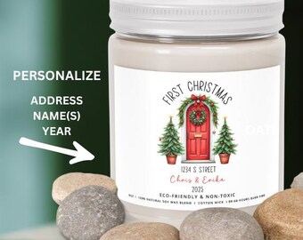 Personalized Christmas New Home Candle, Custom New House Holiday Candle, First Christmas in New Home Jar Candle, Housewarming Gift