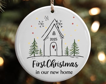Christmas in Our New Home Ornament, Personalized 2025 New House Ornament, First Home Christmas Ornament, Housewarming Gift, New House