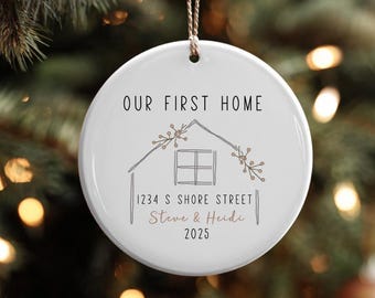 Our First Home Ornament 2025, Personalized New Home Ornament, Address & Name Custom Gift, First Christmas New House, Realtor Closing Gift