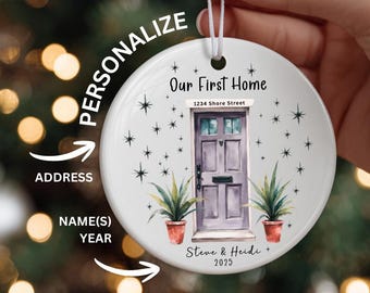 Our First Home Ornament Personalized, New Home Christmas Ornament 2025, Custom Address Ornament, First Home Gift, Realtor Closing Gift Idea
