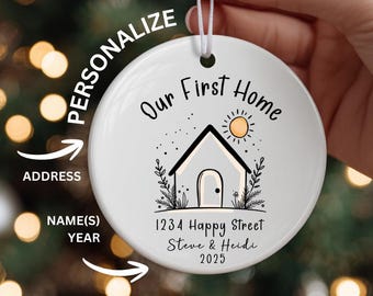 Our First Home Ornament Personalized, New Home Christmas Ornament 2025, Custom Address Ornament, First Home Gift, Realtor Closing Gift Idea