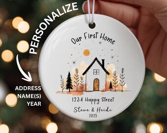 Our First Home Ornament Personalized, New Home Gift 2025, Custom Address Ornament, Housewarming Keepsake, First Home Gift for Couples