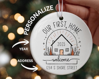 Our First Home Ornament Personalized 2025, New Home Christmas Ornament, Custom Address Ornament, First House Gift, New Homeowner Ornament