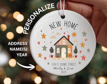 Our New Home Ornament 2025, Personalized New House Faux Patchwork Ornament, Custom Address Ornament, First Home Gift, Housewarming