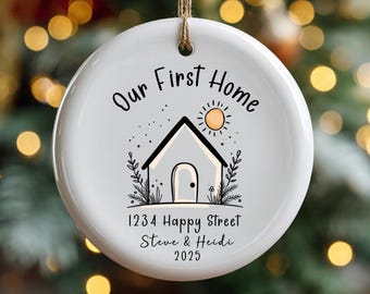 Our First Home Ornament Personalized 2025, New Home Christmas Ornament, Custom Address Ornament, First House Gift, New Homeowner Ornament