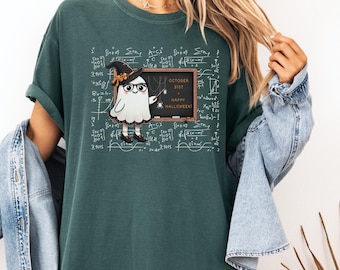Math Teacher Halloween T-Shirt, Math Design Comfort Colors® Tee, Halloween Shirt for Math Teacher, Math Teacher Ghost Shirt