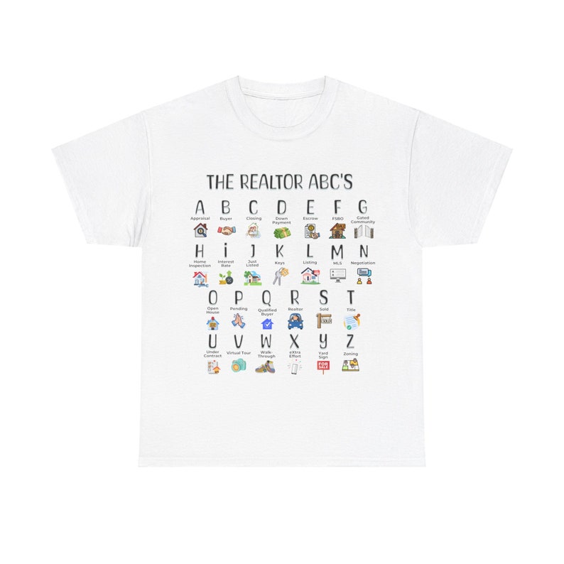 REALTOR ABC's ALPHABET Shirt, Real Estate T-Shirt Gift, Real Estate Agent Gift for Realtor Tee, Realtor Tshirt Closing Gift Marketing Shirt image 6