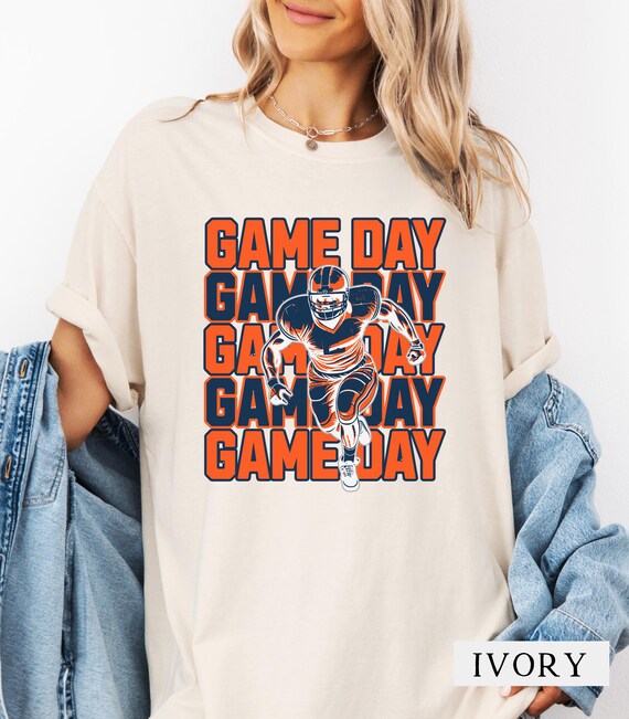 Game Day Football T-shirt: Comfort Colors Orange & Blue Tee - Etsy