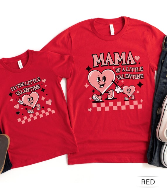 Matching Mom Daughter Valentine's T-shirts: Retro Heart Set