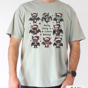 Comfort Colors® Bat Christmas T-Shirt, Funny Holiday Gift for Bat Lovers, Batty Bat Christmas Tee, Holly Jolly Santa Bat Tee, Bat Lover Gift