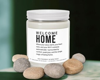 Welcome Home Candle Gift, New Home Jar Candle, Closing Gift for Clients, Realtor® Gift, Housewarming Gift, Custom Soy Wax Candle, Sold Sign