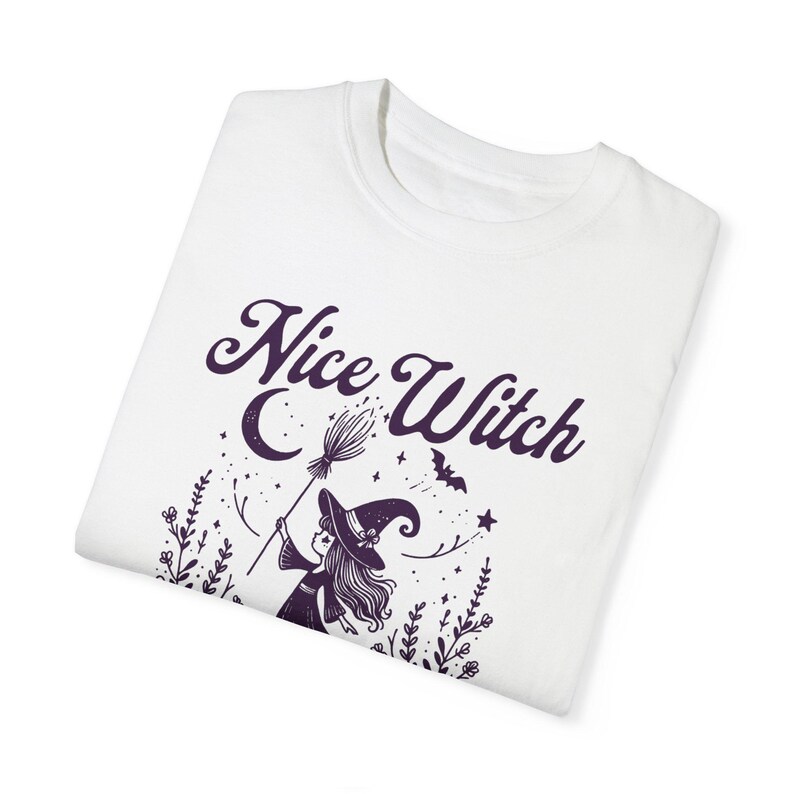 Whimsical Retro Halloween T-shirt, Cottagecore Witch, Comfort Colors® Tee, Witch Design, Halloween Magic, Cute Witch Tshirt image 7