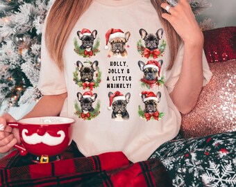 French Bulldog Christmas Shirt: Comfort Colors Holiday Frenchie Tee