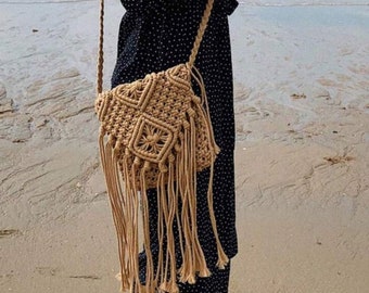 Macrame knotted summer bag, handcraft women bag, purse