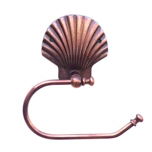 Antique Copper Seashell Toilet Paper Holder 10&quot;