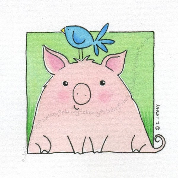 Pink Piglet and Blue Bird