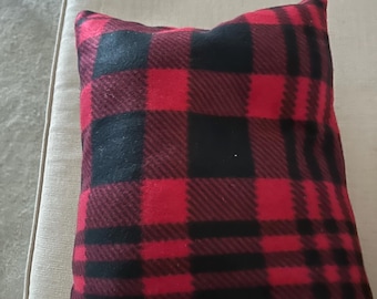 Red Buffalo Plaid Lumbar Pillow: Hidden Remote Control Pocket, Cozy Zen Storage