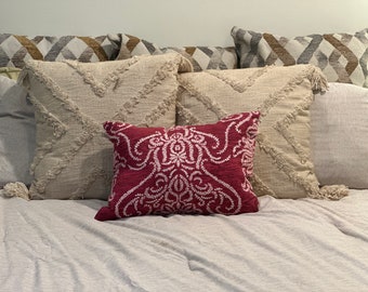 The Tuddy: The Luxurious Decorative Storage Throw Pillow Red Paisley
