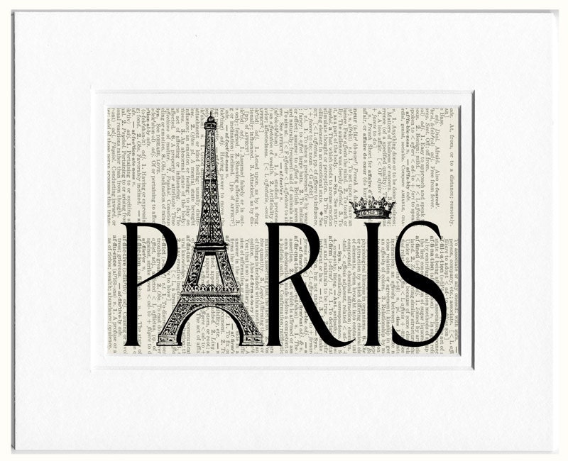 Paris dictionary page print Etsy