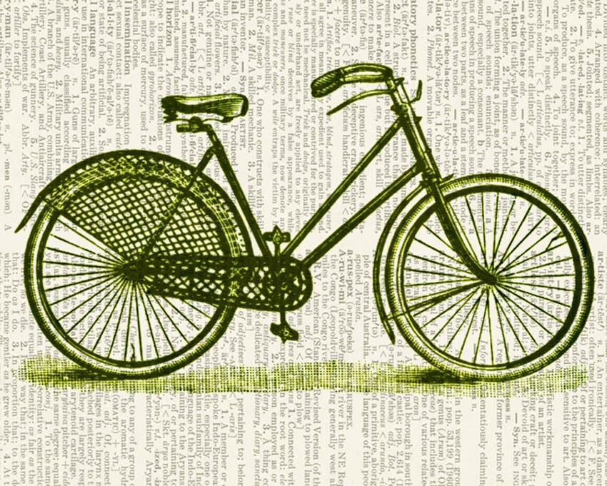 bike print in green print | Etsy