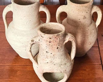 ギリシャのレプリカヘレニズム陶器ワインアンフォラ3個 - 手作り古代