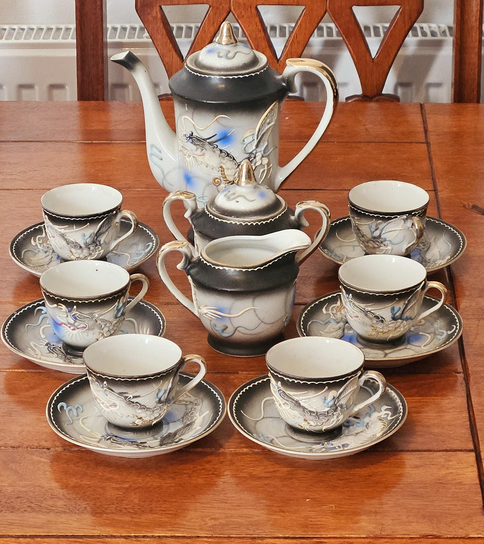 Japanese Dragonware Tea Set | Fairylite Porcelain | Vintage 15